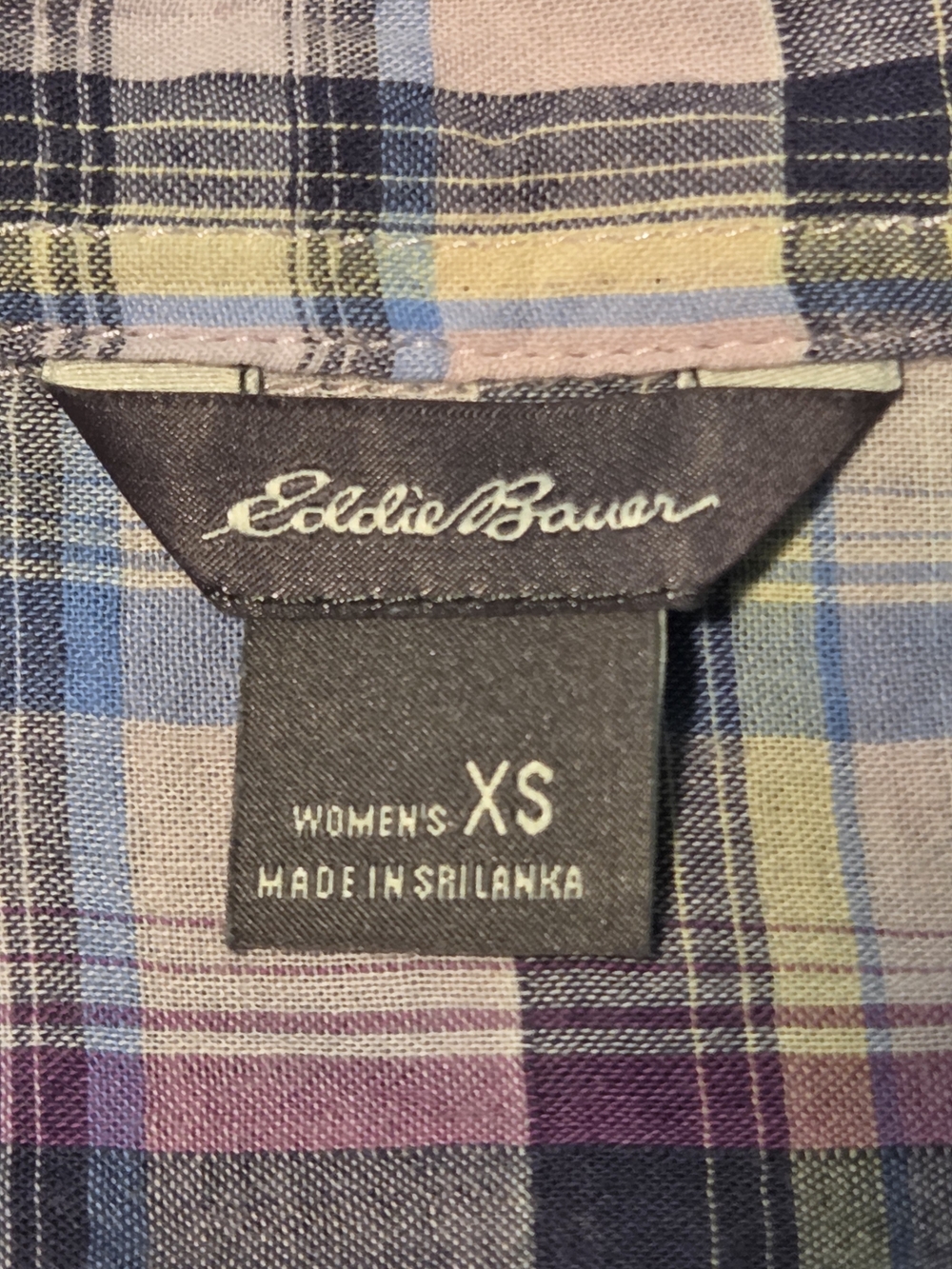 Eddie Bauer Women's XS Soft Cotton Plaid Blouse Cottagecore Coastal Casual - Picture 4 of 8